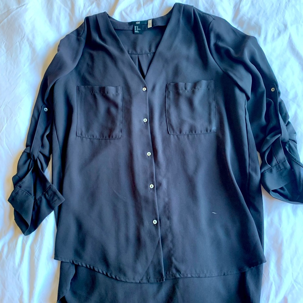 Sheer Black long sleeve blouse / tunic